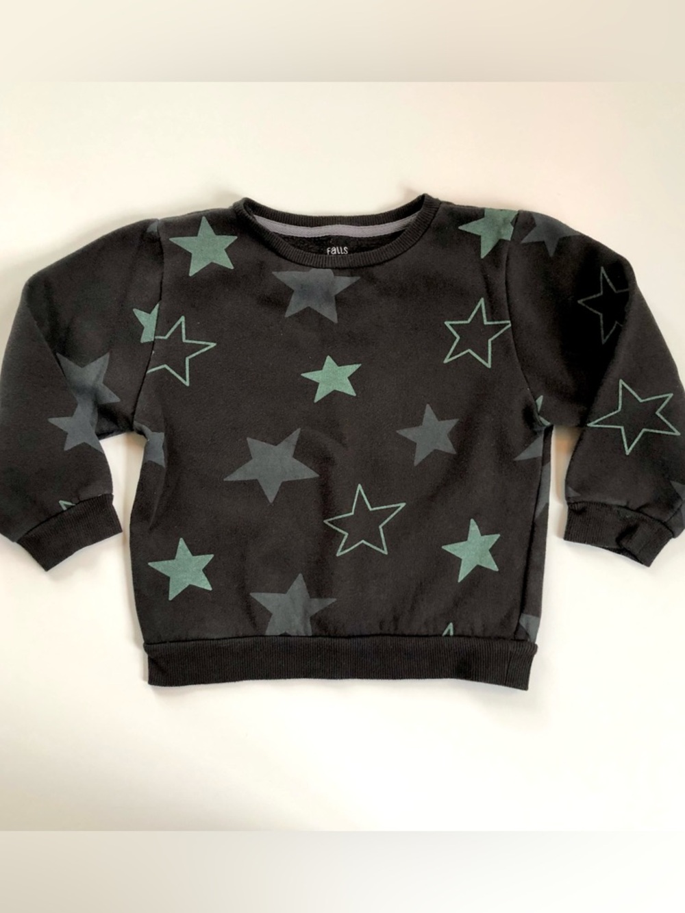 Falls Creek Toddler Girls Size 5T Black With Green Gray Stars Sweater